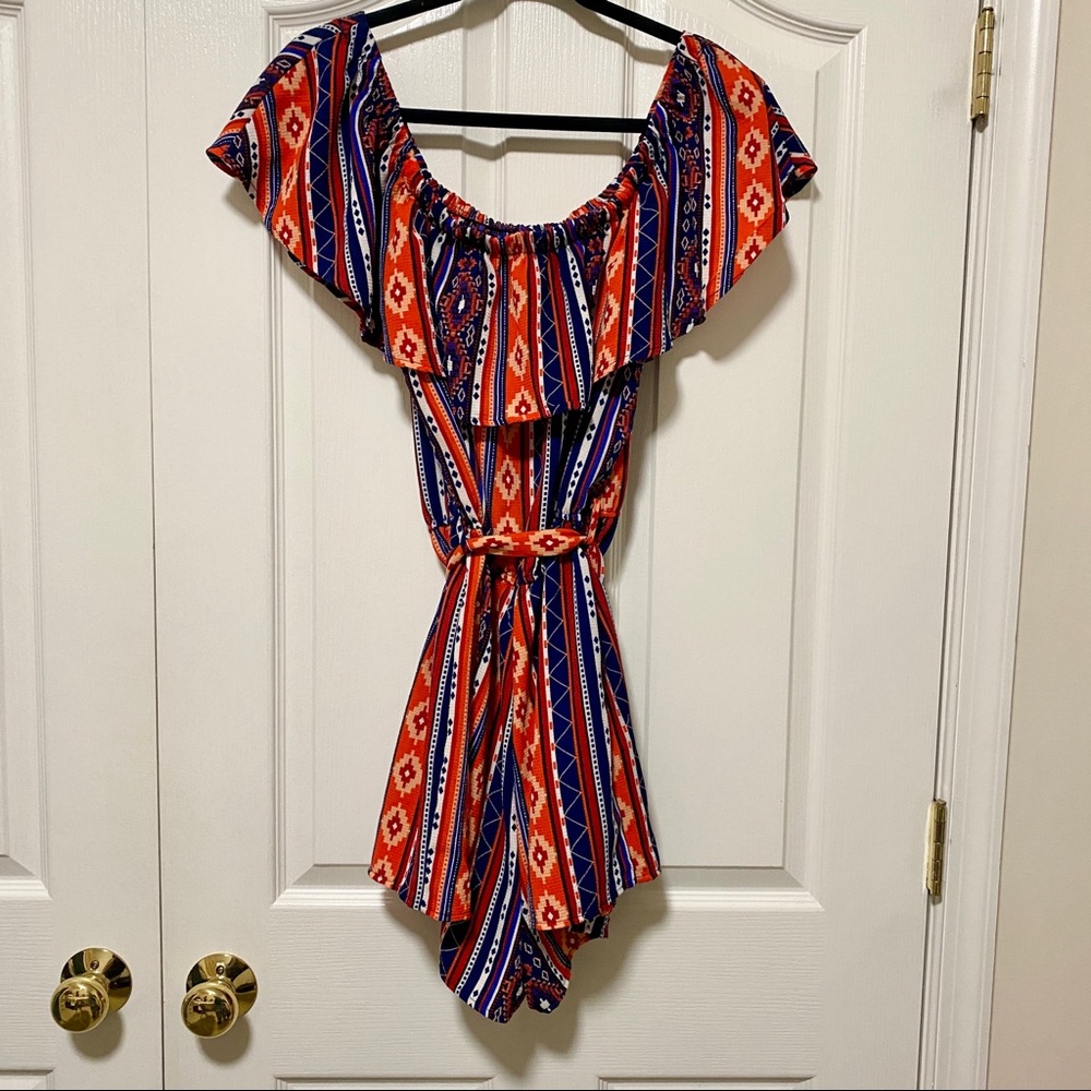 Rue21 Orange & Blue Romper Shorts